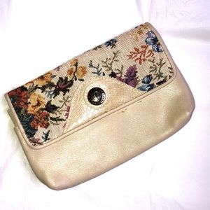 Vintage little wallet leather floral stitch art: 1950: